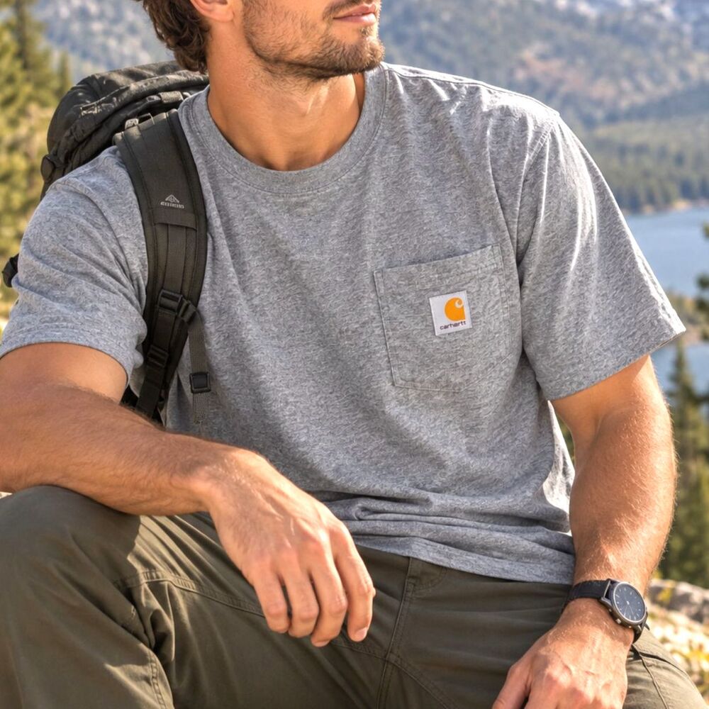 NWT Carhartt K87 Pocket T-Shirt Gray Loose Fit Heavyweight Workwear Tee Shirt L